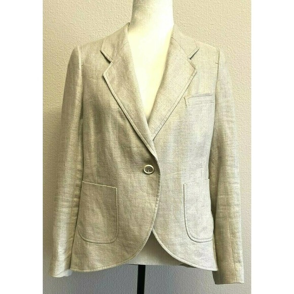 PROENZA SCHOULER Linen Blazer Jacket Size 8 Beige Pockets - Picture 9 of 12